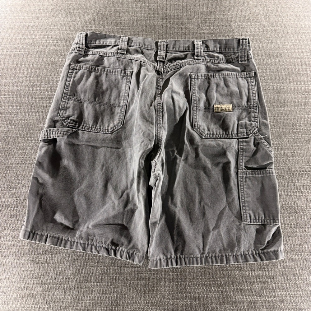 Wrangler Carpenter Shorts Mens 38 Grey Good Cotton Canvas Utility Workwear